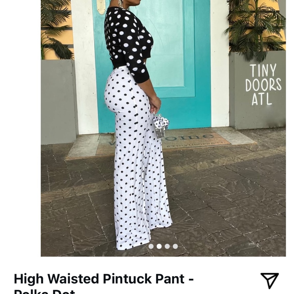 2 piece set Canvas Polka Dot High-Waisted Pants and Ye Mak sweater NWT - Picture 4 of 12